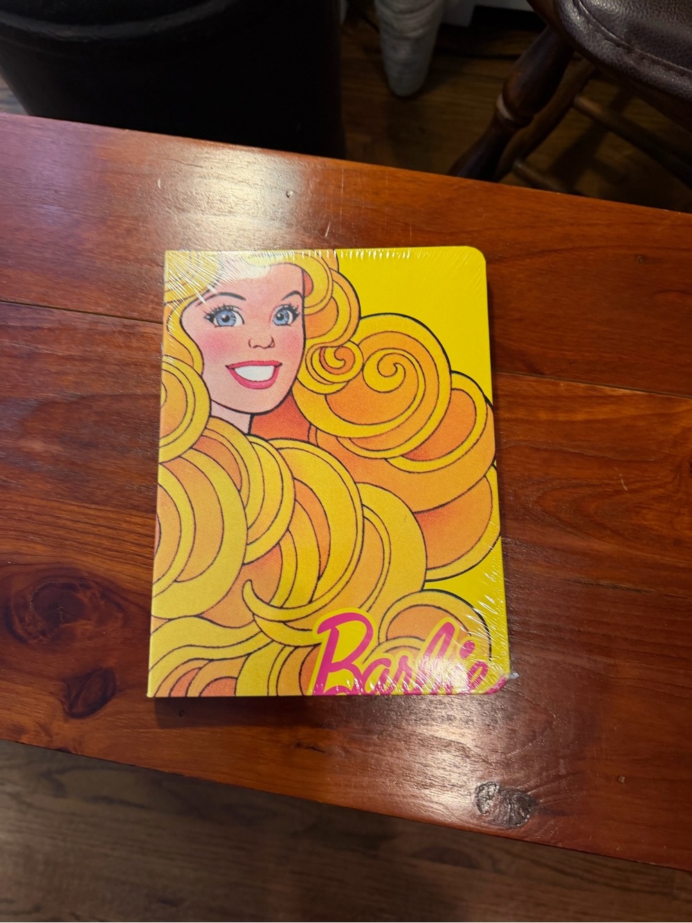 NIP Barbie Bright Yellow & Pink Swirl Hardcover Journal